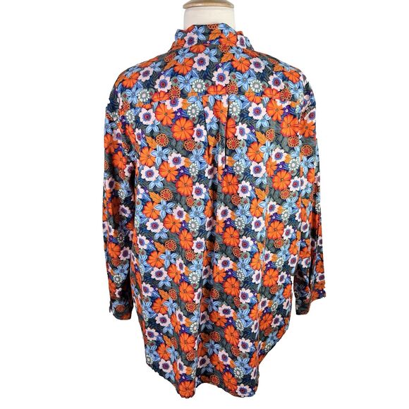 St. Johns Bay Women's Shirt Floral Button Down Multicolor Oversized 2X Cotton - Picture 2 of 10